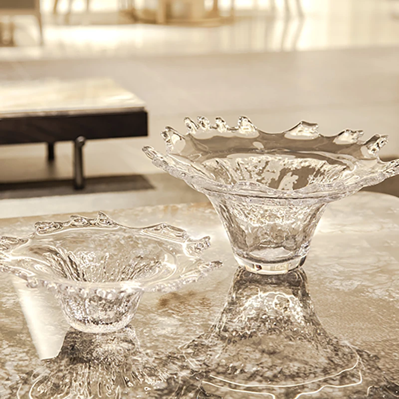 Glass tableware container decoration fruit plates stand transparent glass salad bowl light weight