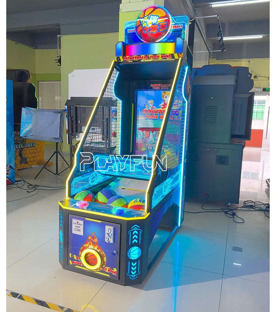 2024 New Coin Operated Kids Arcade Teen King  Sports Basketball Shooting Game Machine with 42inch LCD Video