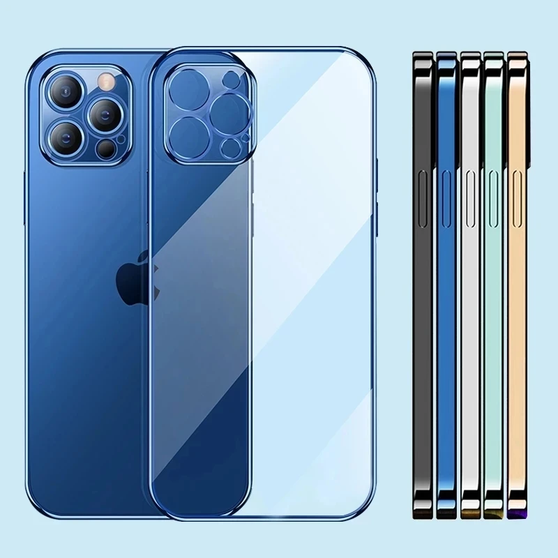 Luxury Square Transparent Soft Cover Plating Silicone Case for iphone 13 13 mini 13 Pro Max Electroplated Silicone Cover