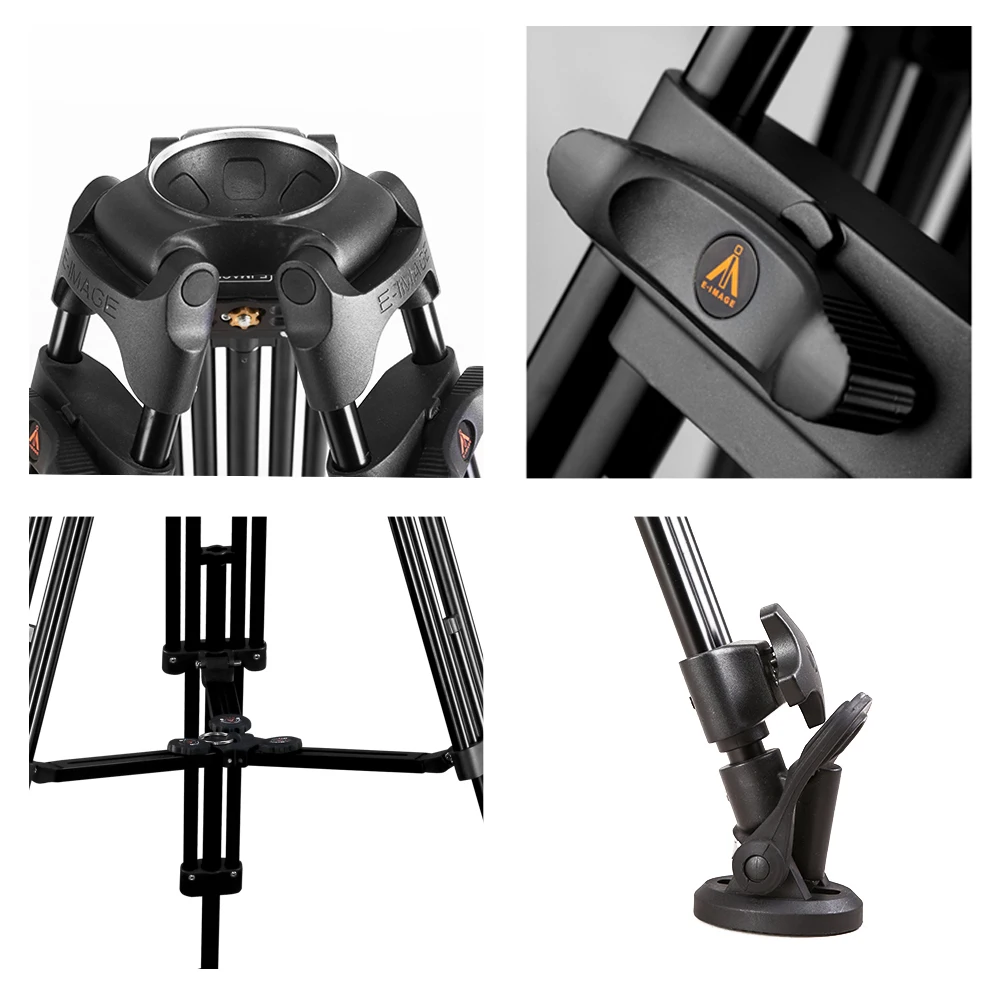 E-IMAGE EG10A2 Professional camera video tripod stand with fluid head 10kg payload for Nikon Canon DSLR camera