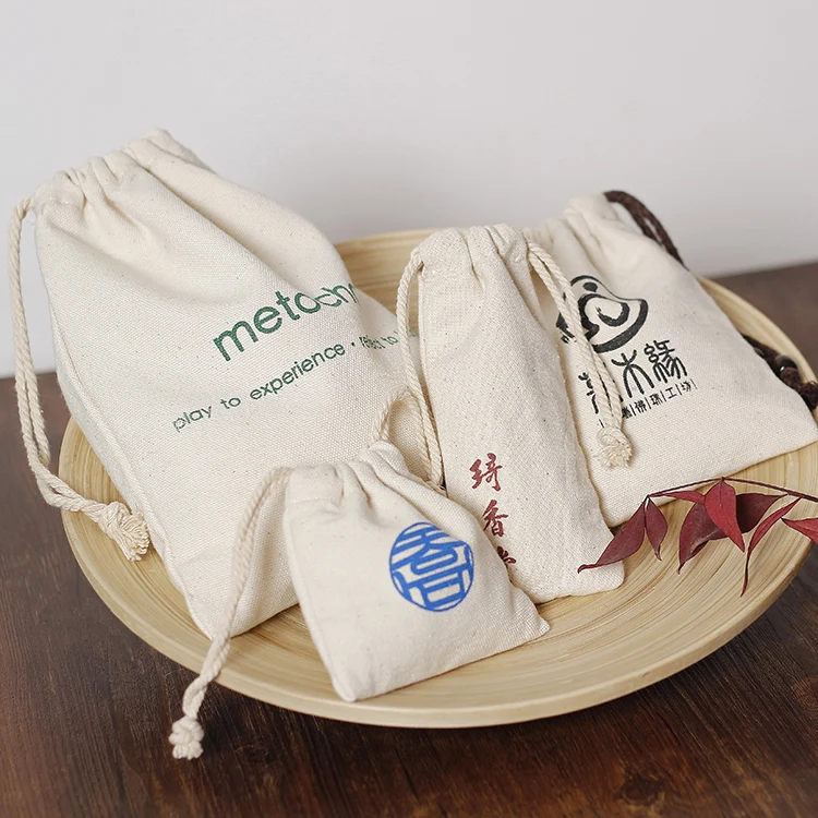 Wholesale Custom Cotton Dust bag For Handbag Printed Shoes Shopping Cotton Dust Drawstring Bag