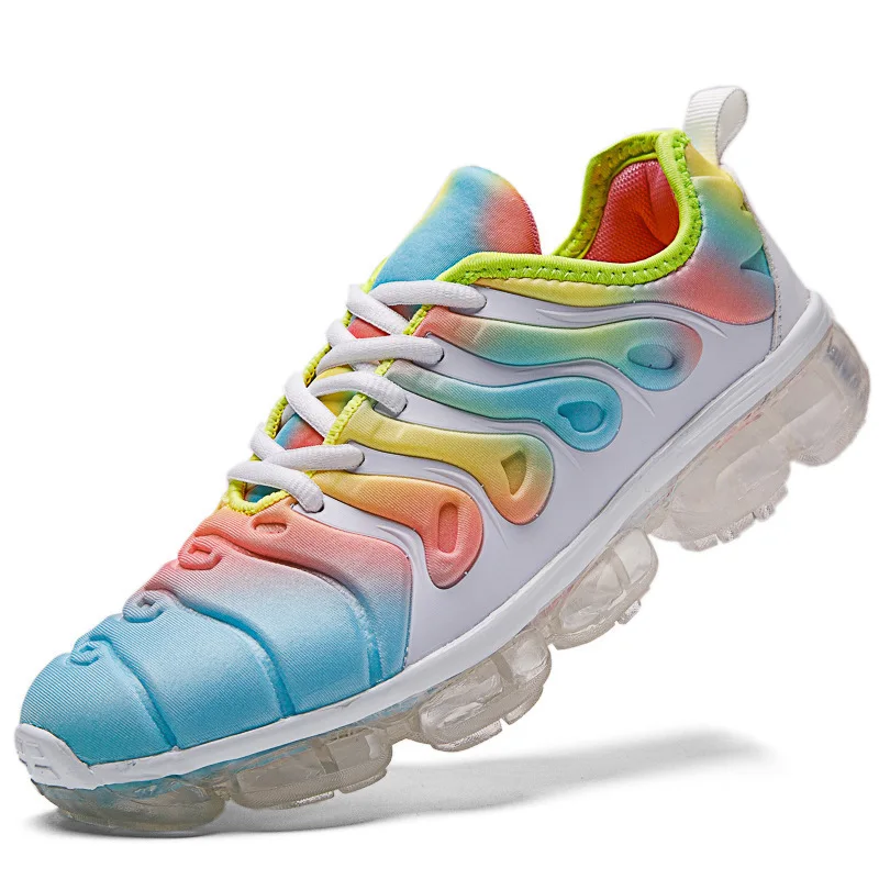 2020 new hot style rainbow sneaker crystal clear bottom air cushion sports shoes contrast color design plus size casual shoes