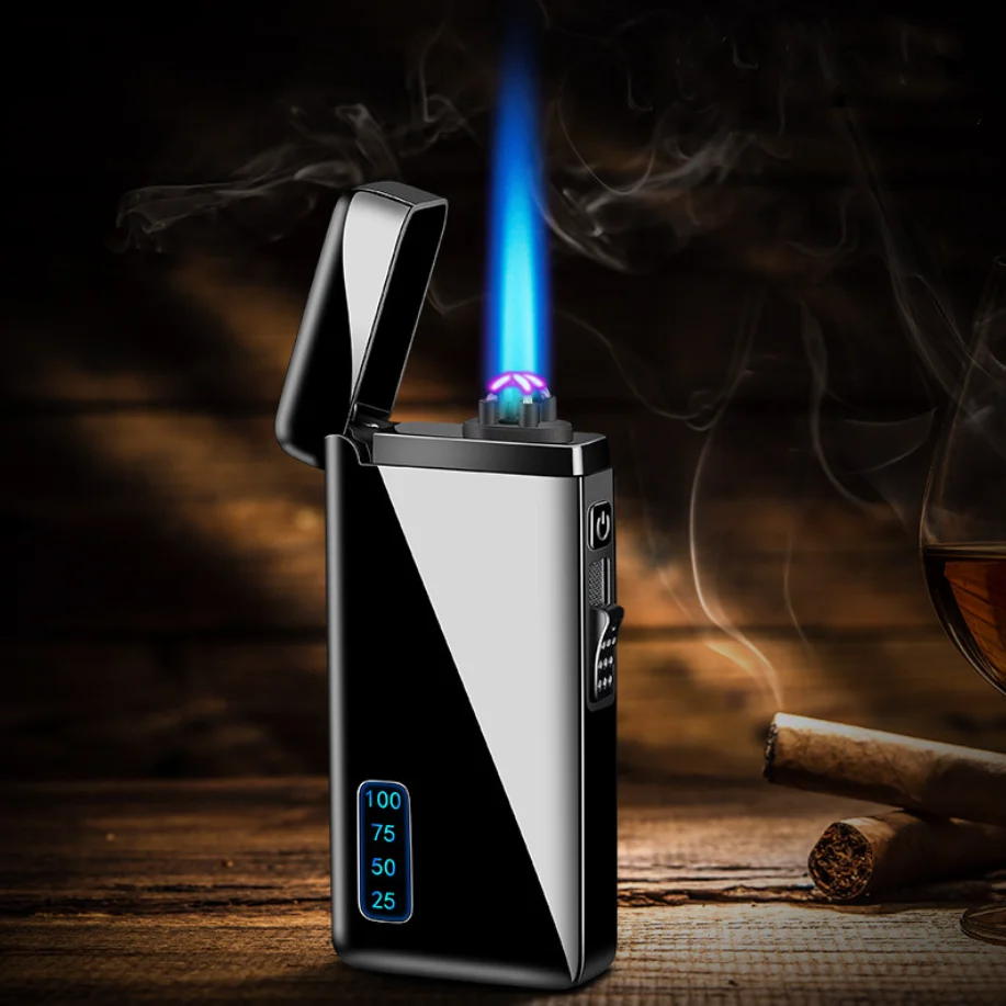 High Quality  Custom Smoking Accessories Plasma Arc USB Electric Lighter Jet Touch Blue Flame Gas Lighter