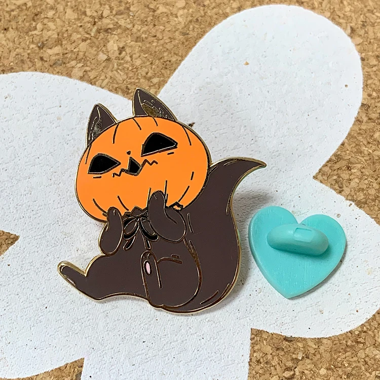 Personalized Customized Cartoon Cute Pumpkin Cat Soft Hard Enamel Pins For Hat Clothes