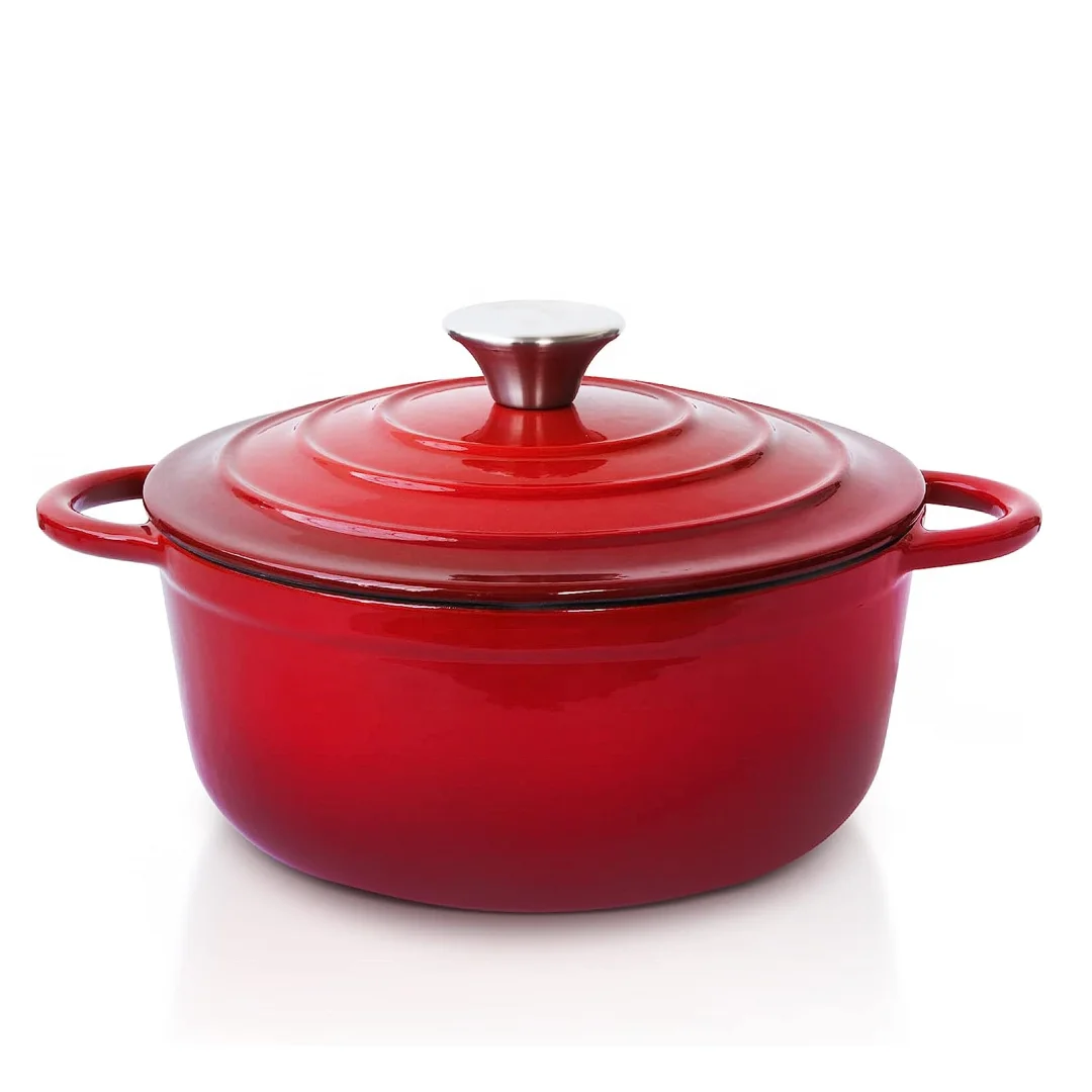 round enameled cast iron non stick kitchen cooking soup stock pot cookware dutch oven casserole for bread baking