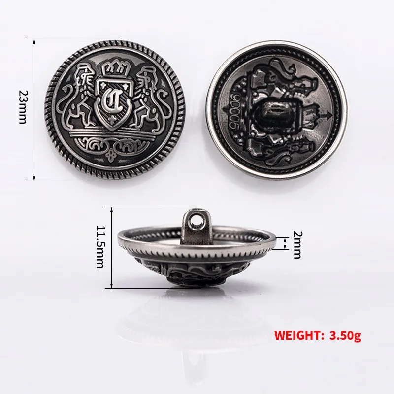Vintage embossed metal shank button crown sewing buttons brass copper gold blazer buttons for men blazer suit coat