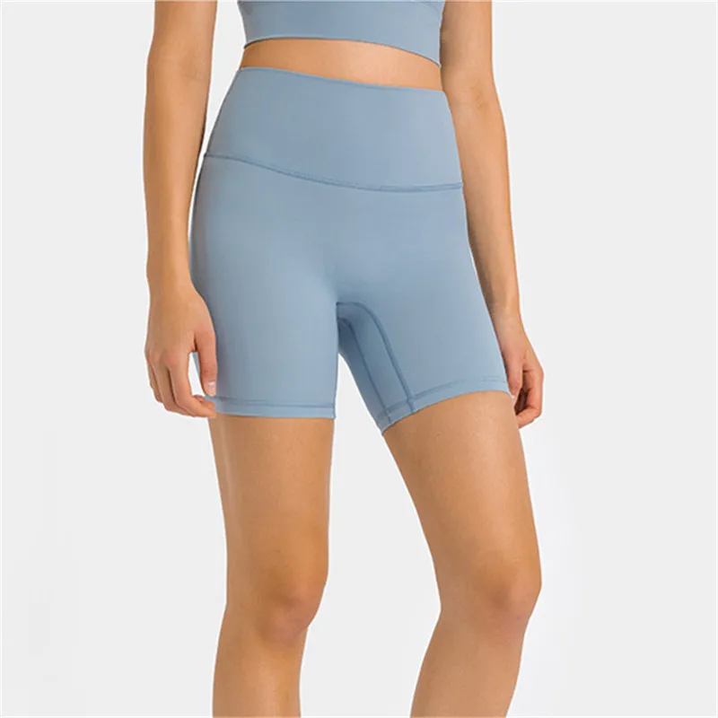 Cheap Price Sports Short Naked-feel Fabric NO Front Seam Biker Stretchy Yoga Shorts Pocket Gym Workout Dance Fitness Leggings