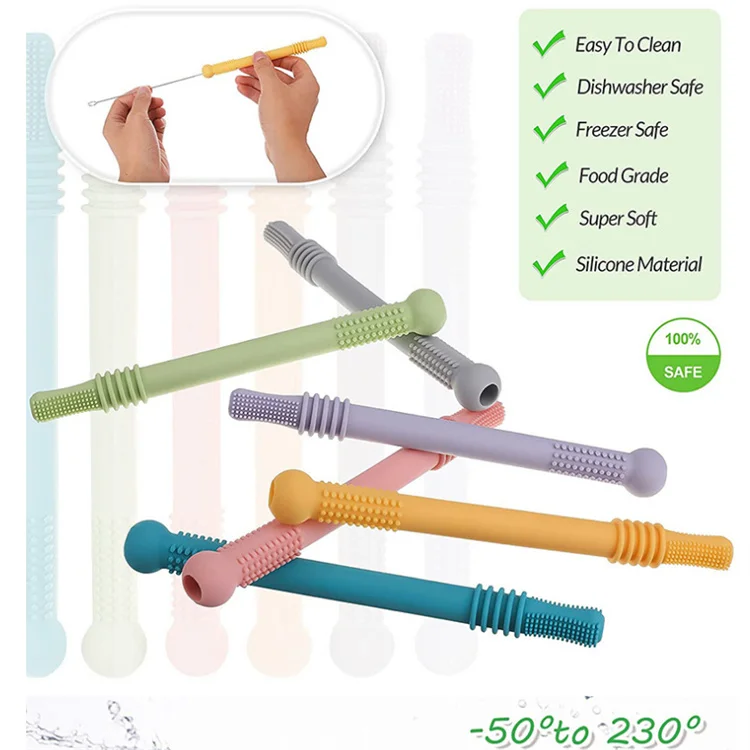 
Amazon New Style Baby Tooth Glue Silicone Hollow Molar Tube Baby Molar Toy 