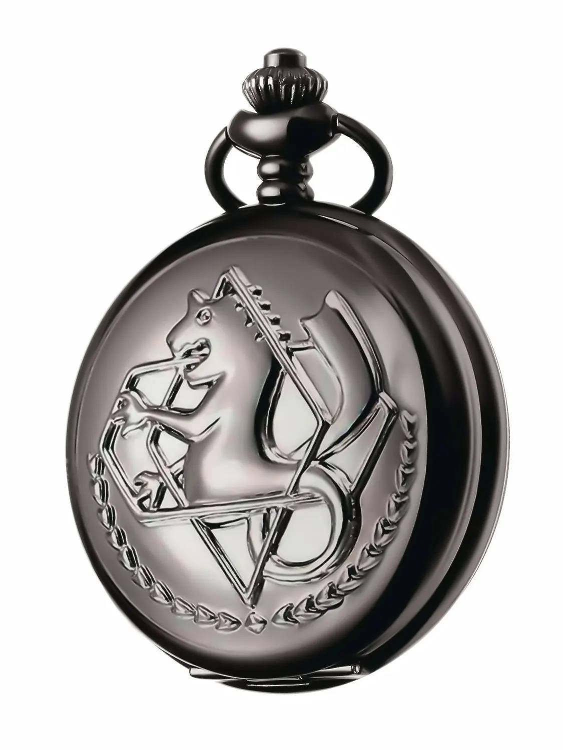 New Silver black quartz Anime Fullmetal Alchemist Pocket Watch with Chain Box for Cosplay Accessories Anime Merch