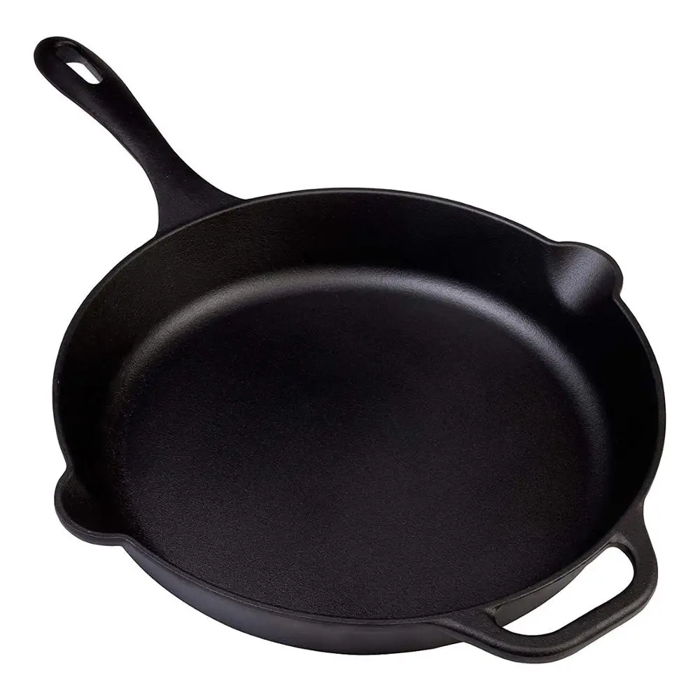 12 Inches  Cast Iron Skillet. Large Frying Pan with Helper Handle