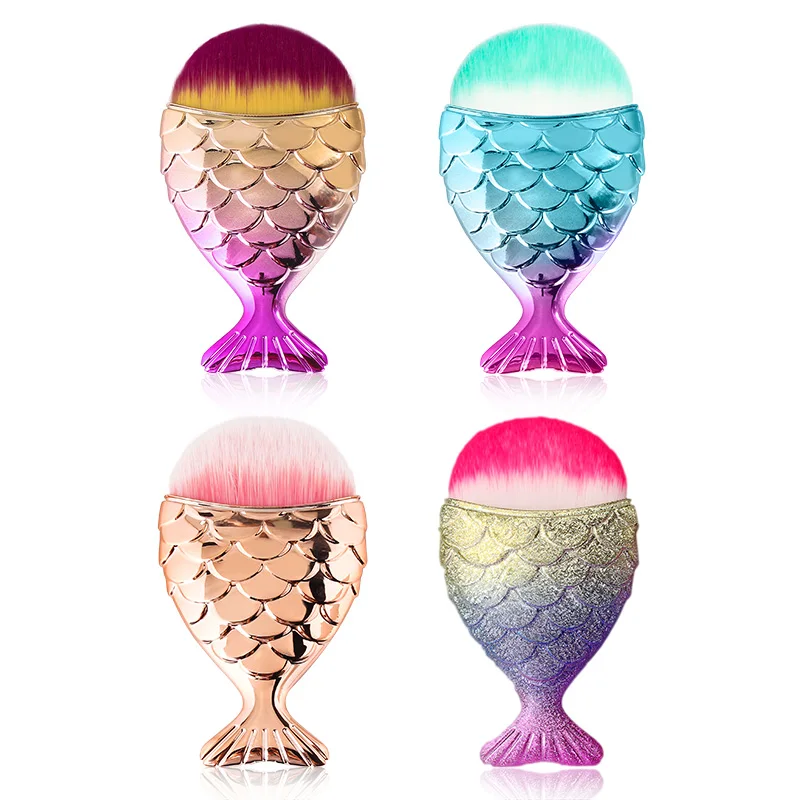 Manicure tools Fish Tail Shape Nail Brush Fishtail Bottom Cosmetic Brushes Soft Cleaning Dust Powder brush