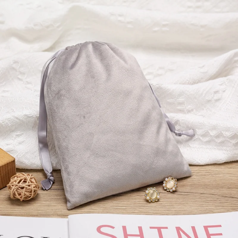 Factory Custom Design Velvet Envelope Gift Jewelry Packaging Gray Storage Jewelry Velvet Pouch Bags