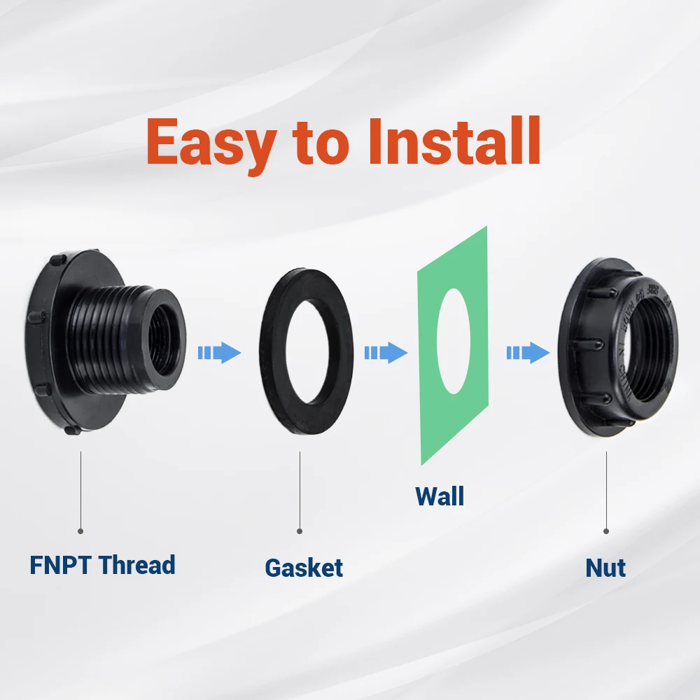 Plastic 3-in-1 PP Food Grade Water IBC Tank Rain Barrel Aquariums Bulkhead Bucket Connector Adapter Spigot Fittings