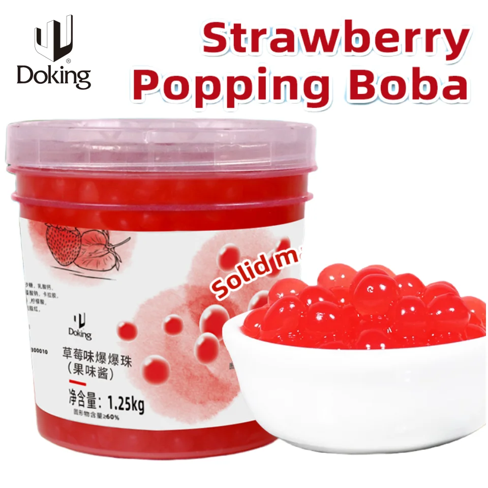 Doking Strawberry Popping Boba Flavored Popping Boba Pearls Juice Bursting Ball for Bubble Tea