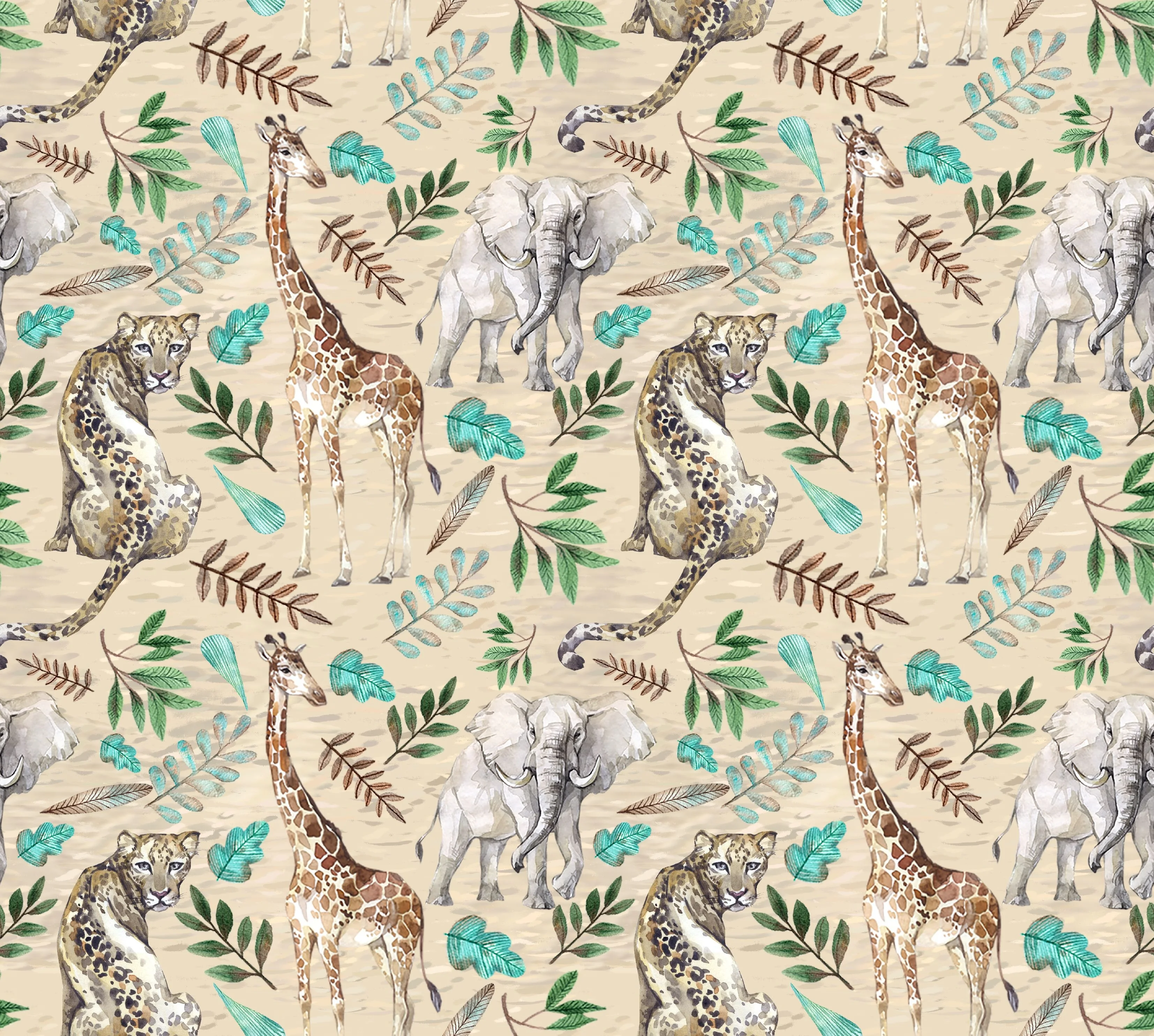 Duck Giraffe Tiger Leopard Tropical Animal Custom Print Canvas Cotton Fabric For Bags Shoes Home Textile