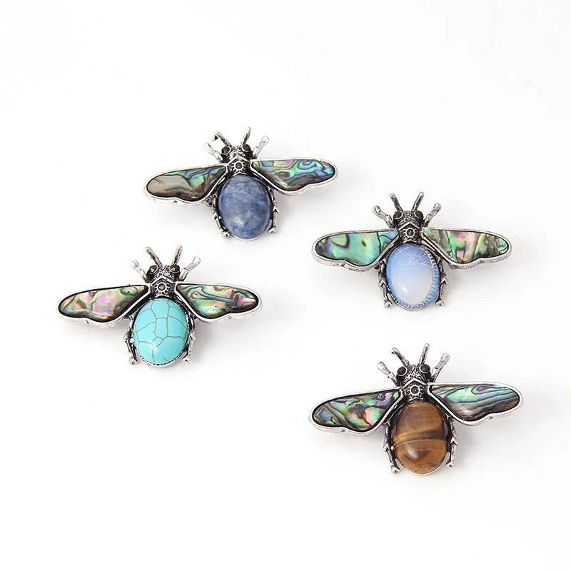 V&R Fashion jewelry custom  silver brooch pin cute insect shape with resin wing vintage design for women bee brooch pin