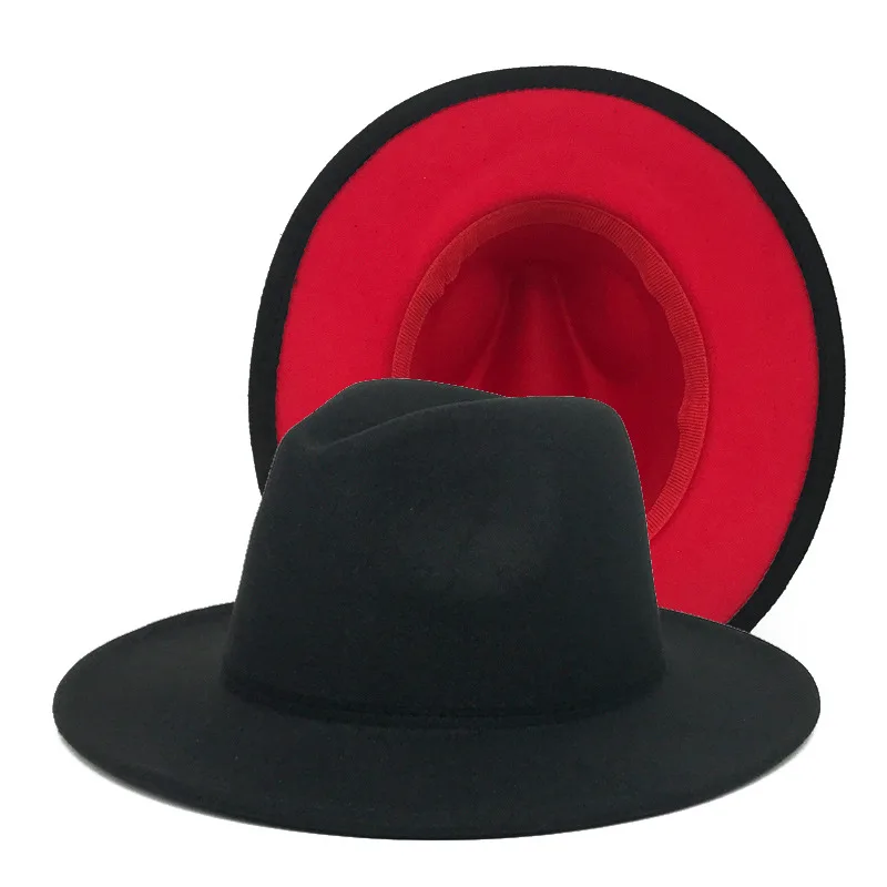 
High Quality Wholesale Woollen Felt Fedora two tone different color brim fedora hat for women 