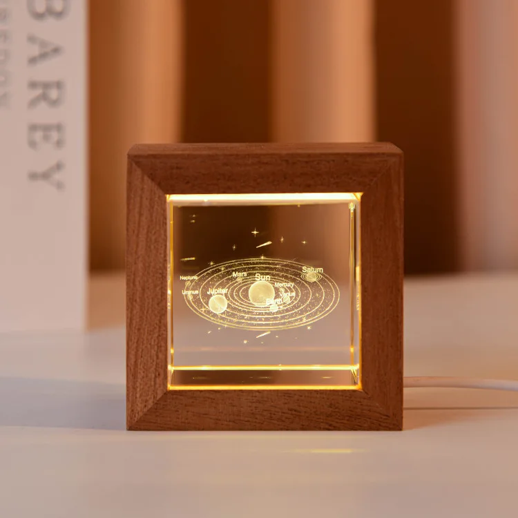 High Quality Home Decoration Custom 3D Laser Engraving Crystal Cube Souvenir Birthday Gifts Night Light