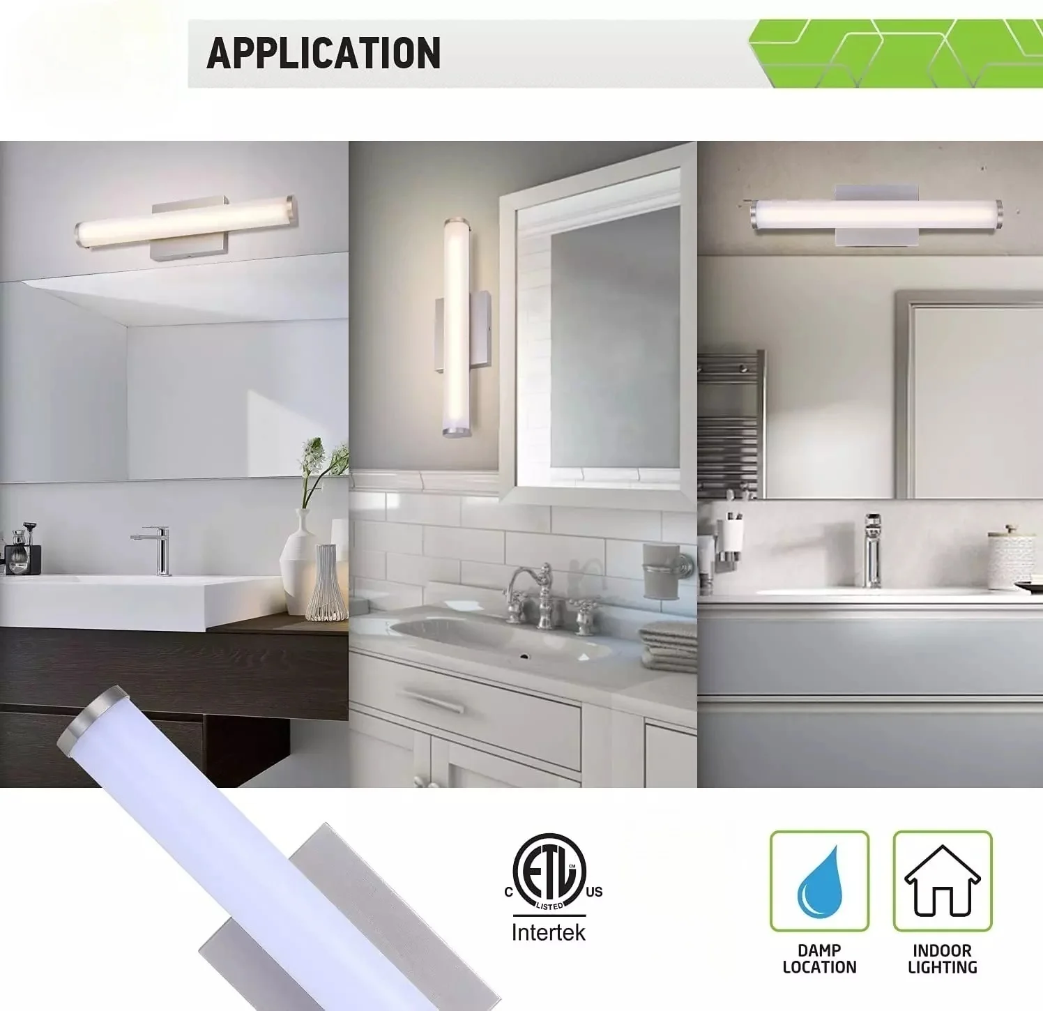 LED Dimmable Wall Sconce Mirror Light for Bathroom,24In Brushed Nickel LED Bathroom Vanity Lighting,16W,1400LM,2700K-5000K,ETL