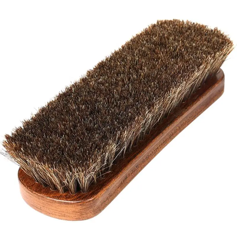 Factory Wholesale Custom Logo Wooden Horse Hair Shoe Polish Brush For Cleaning