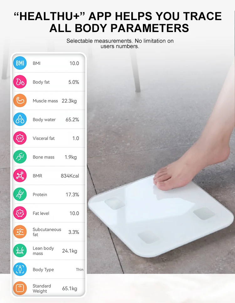 180kg Body Composition analyzer  BMI reading Scale with LED Display Bathroom Scale with Bluetooth & WiFi Measures Body Fat Scale