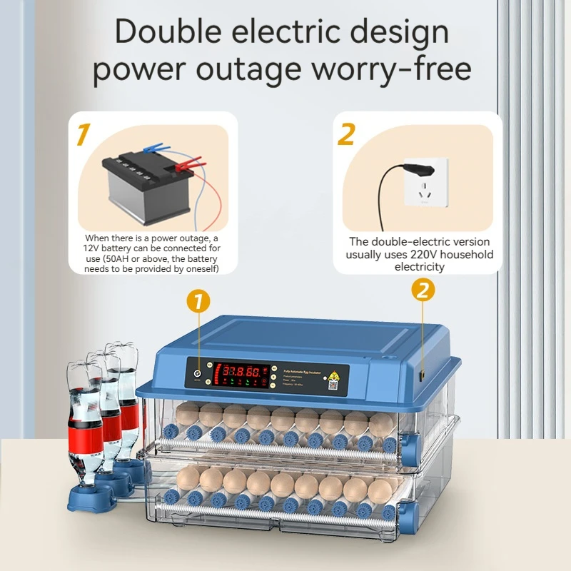 Automatic Temperature Hot sale 192 Egg Incubator Hatcher Digital Goose Capacity Chicken Turning Control Energy-saving small Size