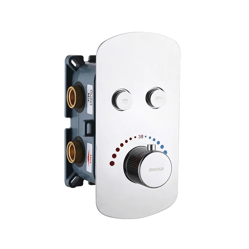 Настенный скрытый хромированный душевой набор Empolo для ванной комнаты двухфункциональный thomostatic смеситель Душевая система с клапаном