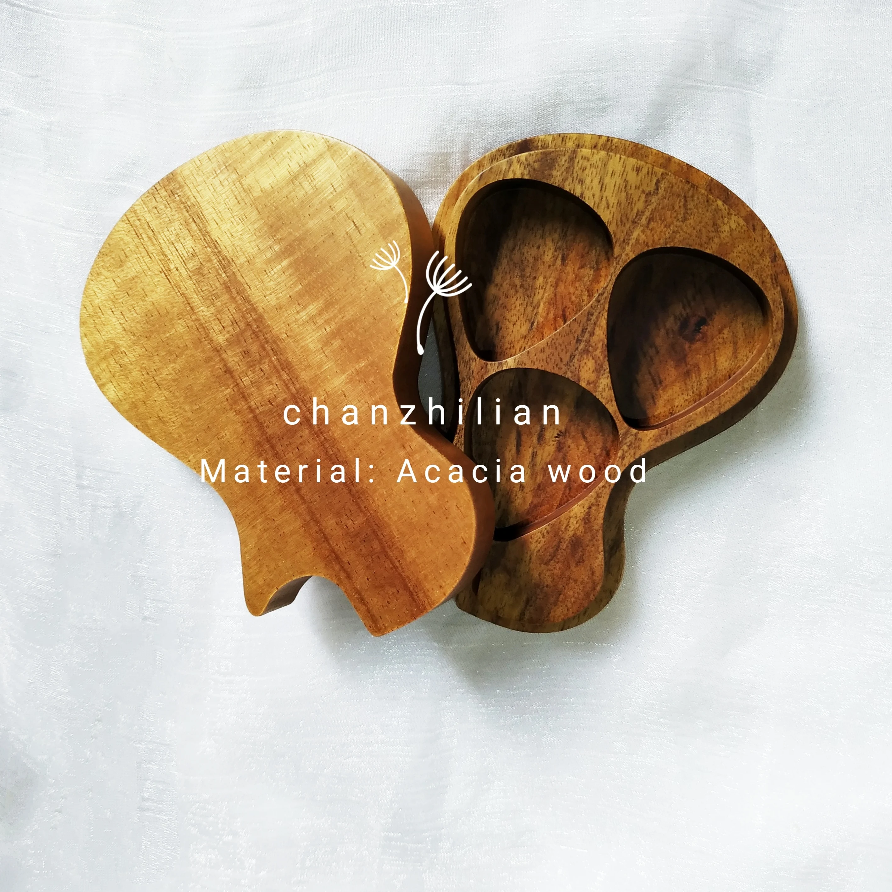 
Factory Direct Customized Rectangular Stylish Solid Wood Guitar/Bass Plectrum Box can be sculpture LOGO 