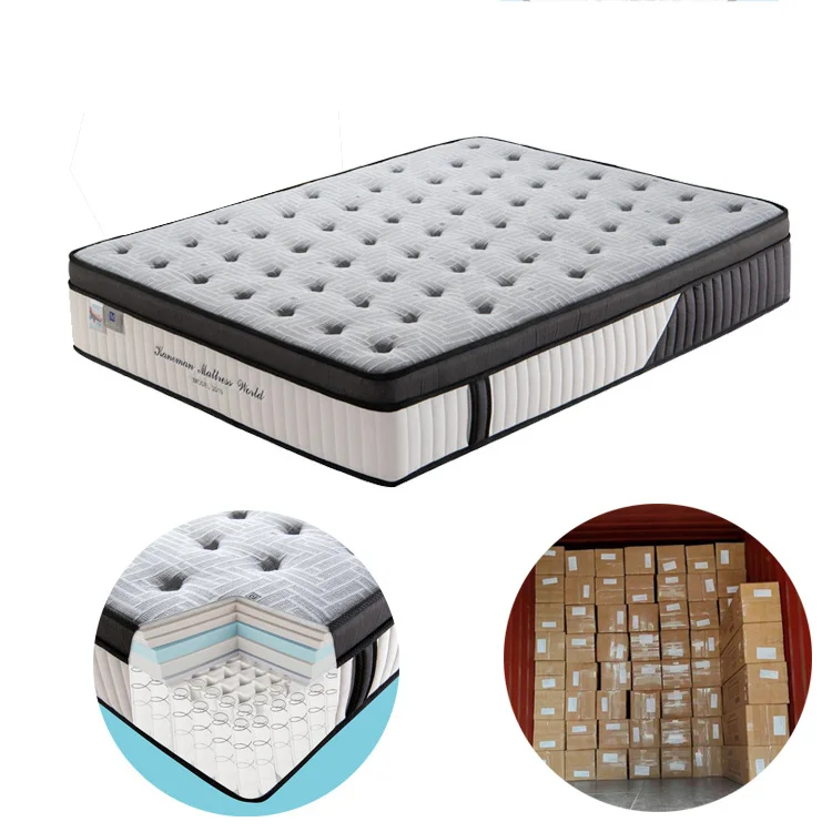 Mattress Wholesale Cheap price Queen Size Mattress Rolled Hybrid Memory foam Pocket Spring Coil Mattress Spring Bedroom Sets