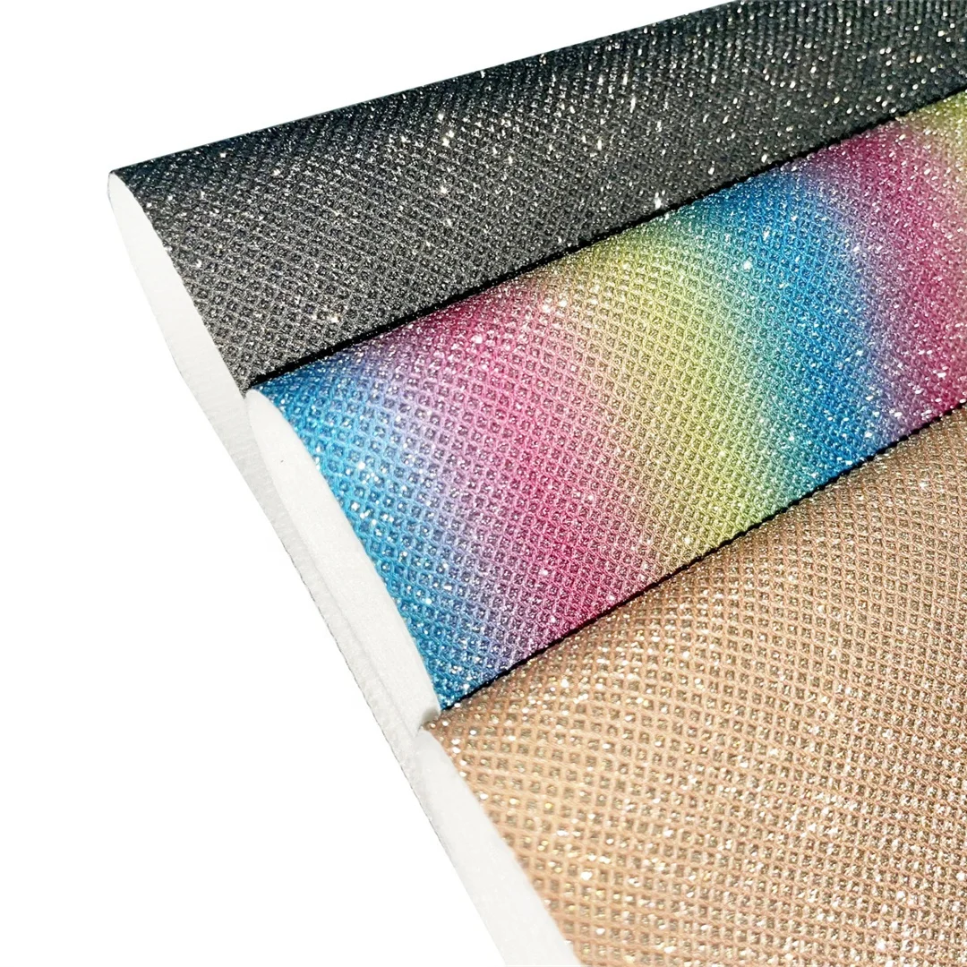 Shiny Cinderella Diamond Gypsophila Colorful Cotton Fabric or microfiber Backing Artificial Leather TPU For Shoes And Bags