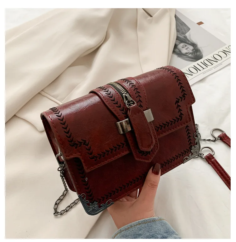 New Fashion Lady Leather Crossbody Bag Mini Ladies Purse Women Handbags Bolsas Dama Metal Chain Messenger Small Bag