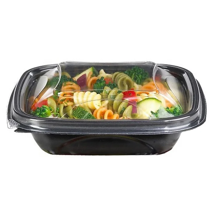 Customized black 1 Compartment Pp Plastic Takeout Box Microwave Safe To Go Fast Food Container Leakproof Takeout Tray With Lid