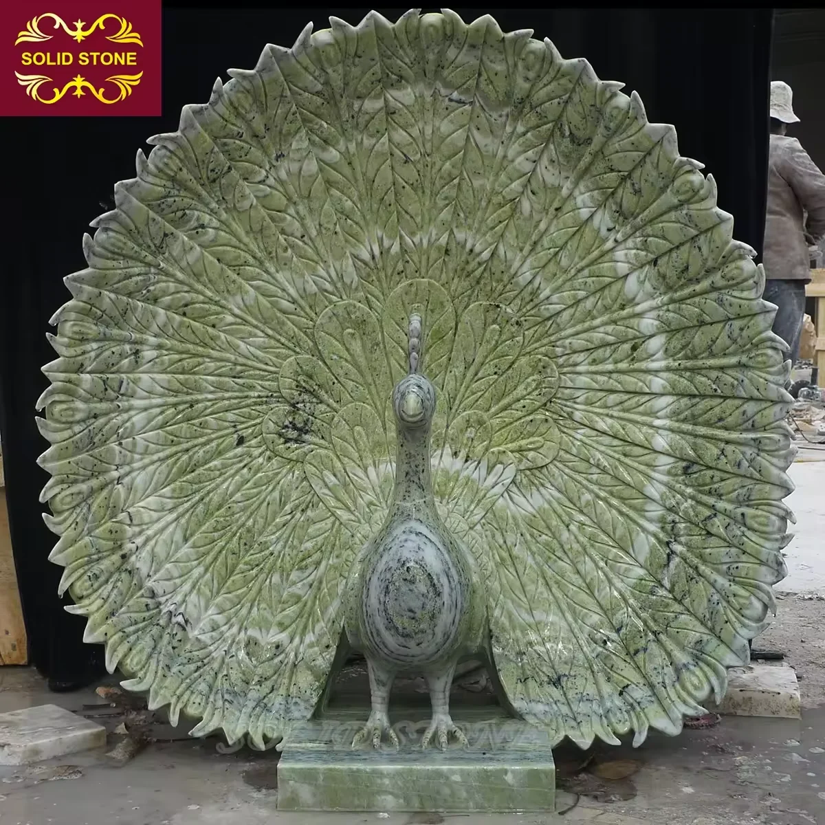 Wholesale retail Garden Decoration Animal sculpture Hand carved exquisite marble peacock statue