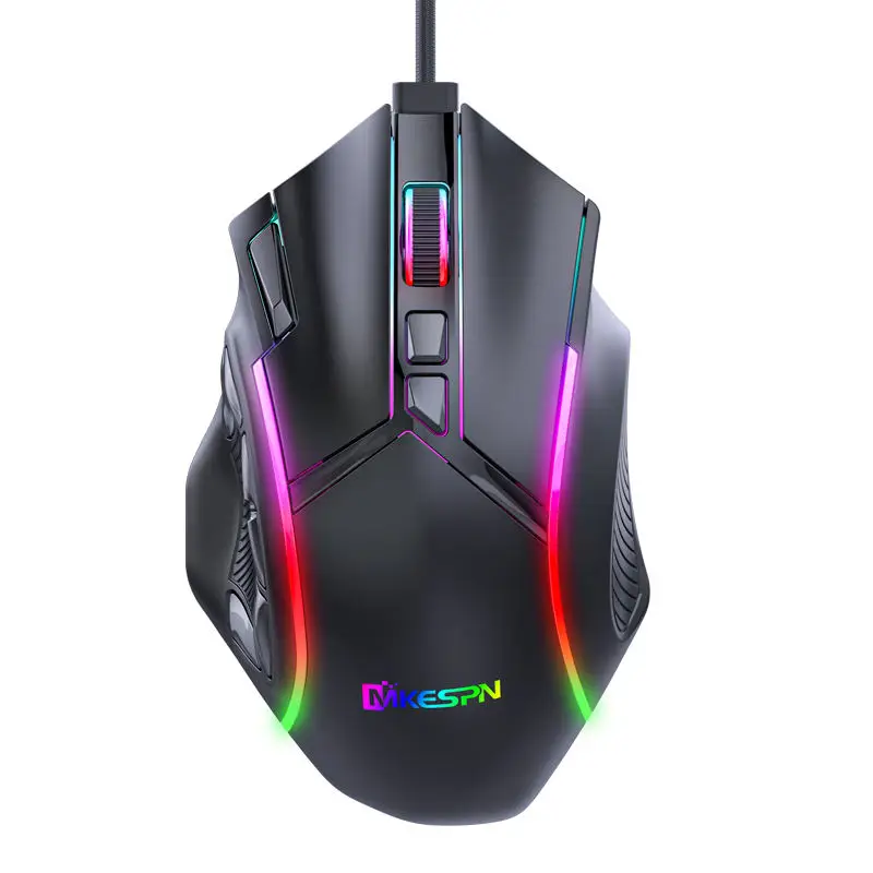 Factory USB Wired Game and Office Mouse Colorful RGB Mouse Macro Definition Gaming Mouse 12 Keys New Model with Color Packing