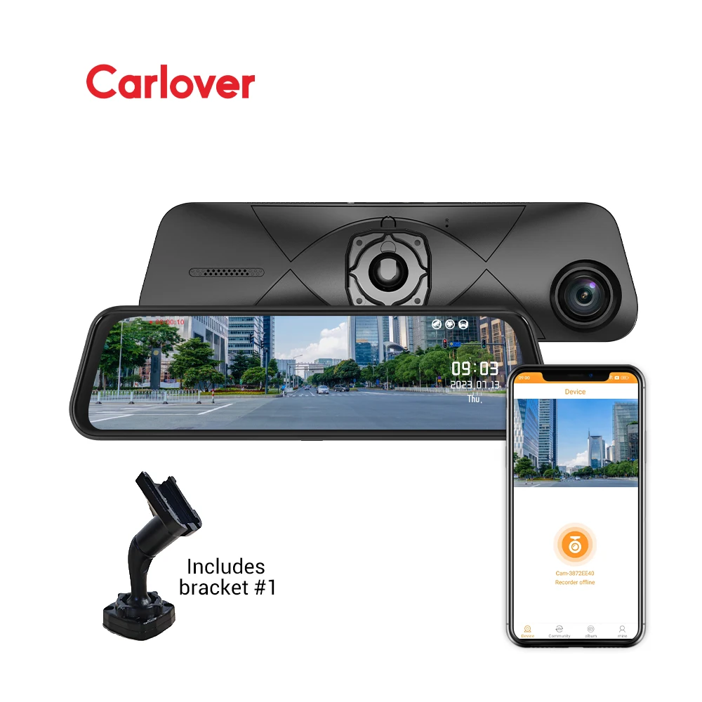 N6+ Dual Mirror Dash Cam Car Camera DVR Mirror Dash Cam With Special Bracket Carlover Dashcam