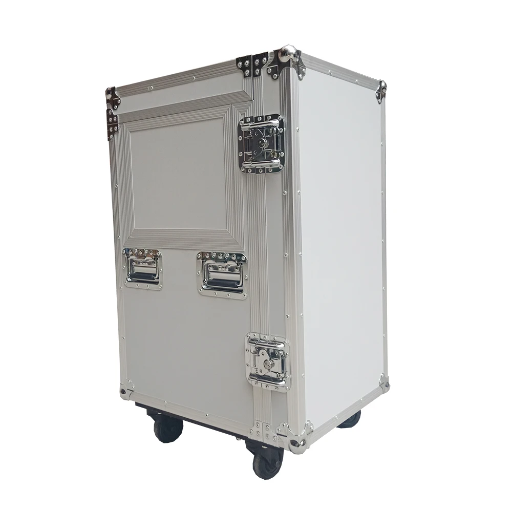China factory custom moving head dj table large drawer aluminum flight case with wheels