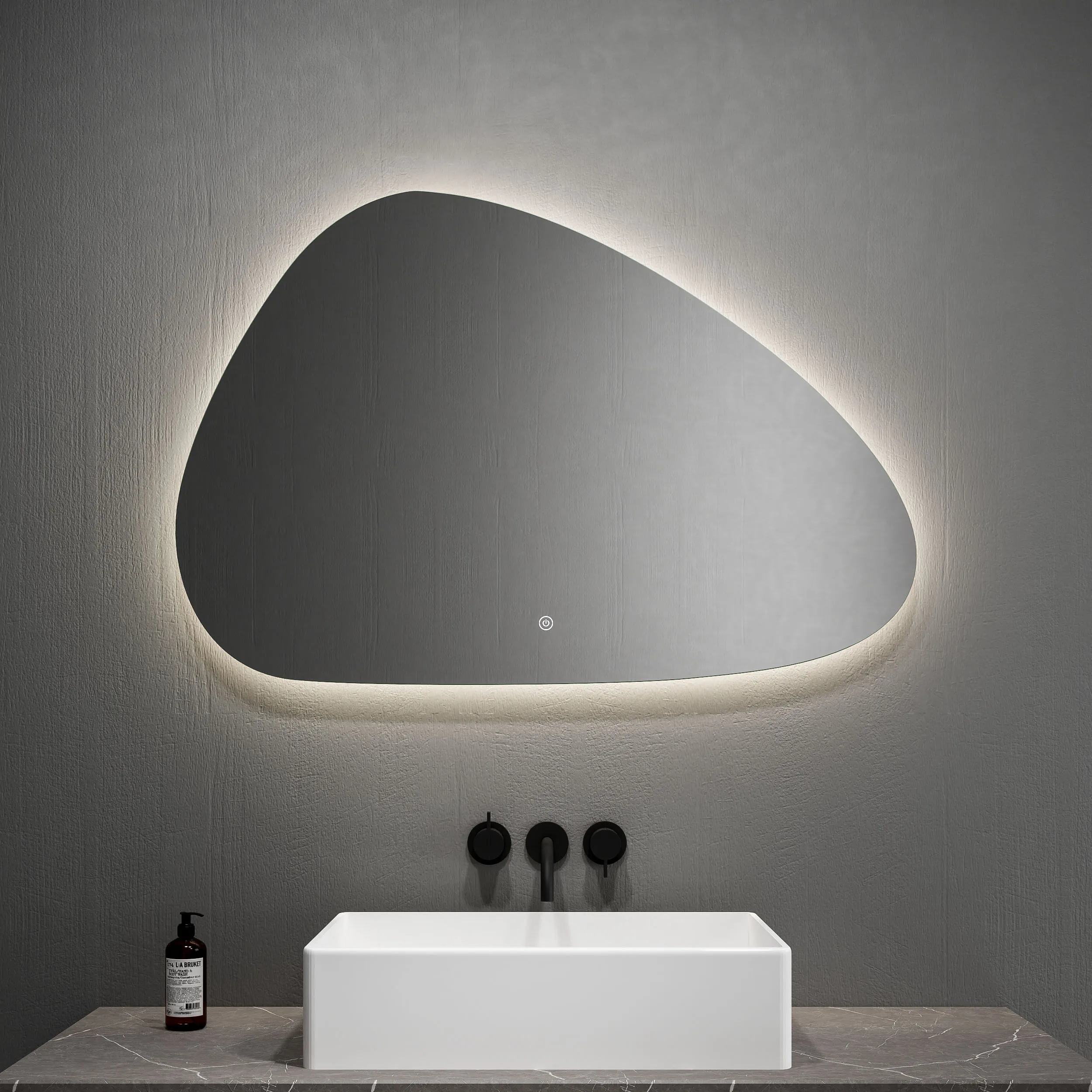 Asymmetrical Frameless Lighted Backlit With Light Smart Screen Irregular Bathroom Led Mirror Smart Wall Mirror Hotel Mirror