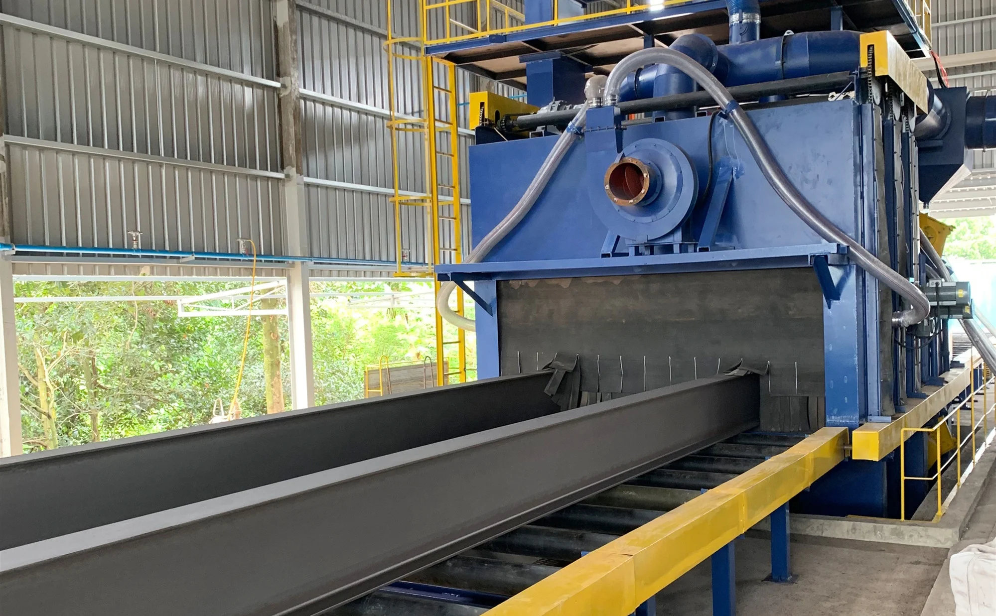 Q69 roller through type h beam shot blast machine