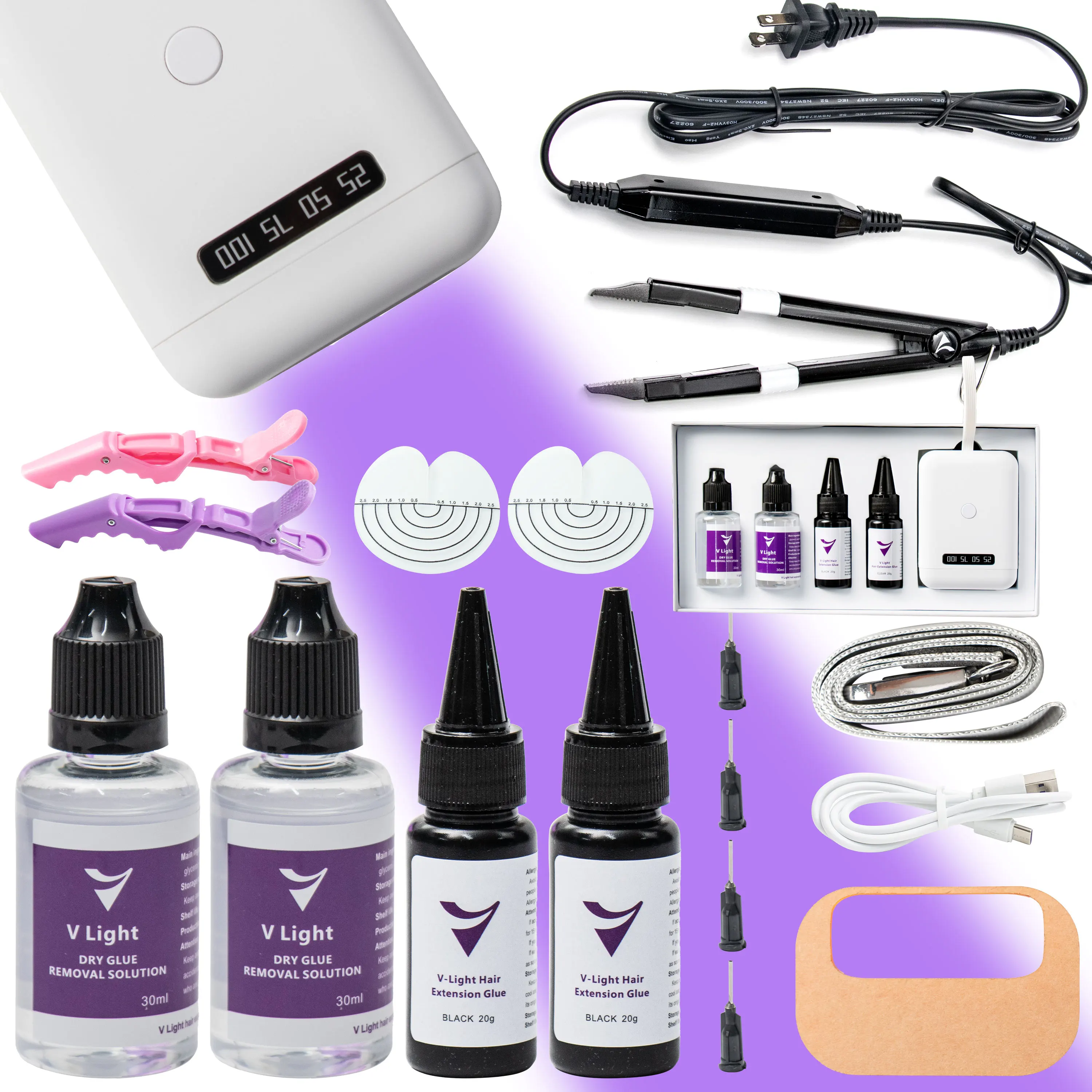 New Mini uv light hair extension machine tool set uv hair extension light kit for uv light extension hair