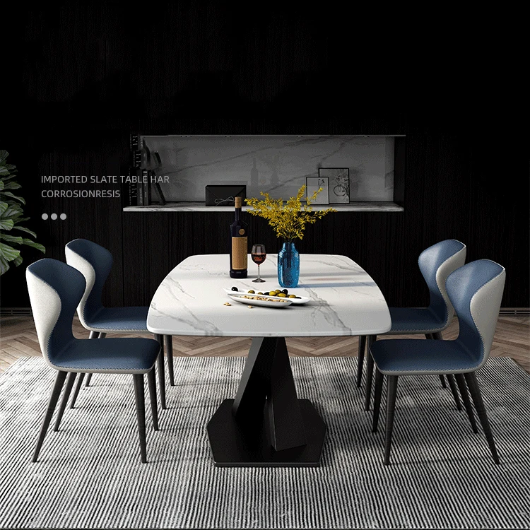 Modern Design Dining Room Furniture sintered stone  marble  rectangular Dining Table with metal Legs