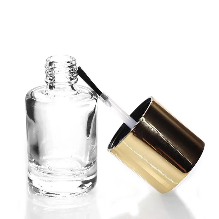 14ml Custom Empty Clear Unique Nail Polish Bottle with Gold Screw Cap Personal Care Glass Bottles Suppliers and Manufacturers