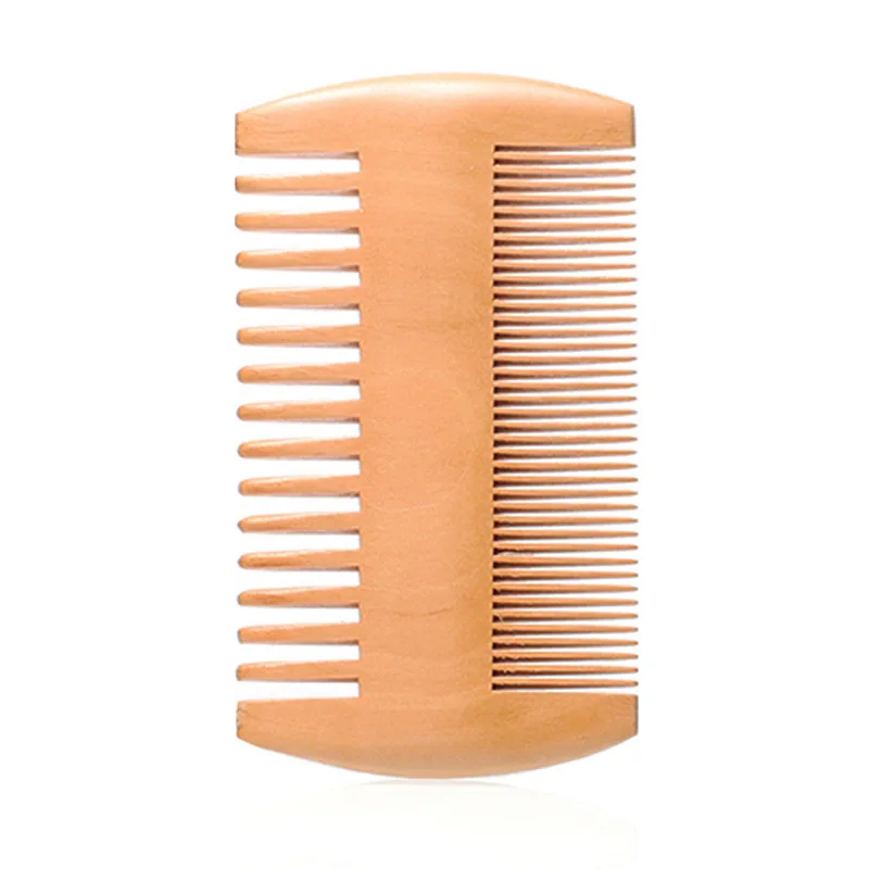 Private Label Natural Peach Wood Pocket Size Beard & Mustache Comb Travel-Friendly Comb for
