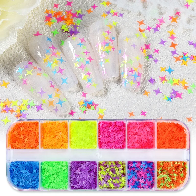 12 Grids Fluorescent Bubble Sequins Epoxy Resin Glitter Flakes Resin Shaker Filler Sequin Nails