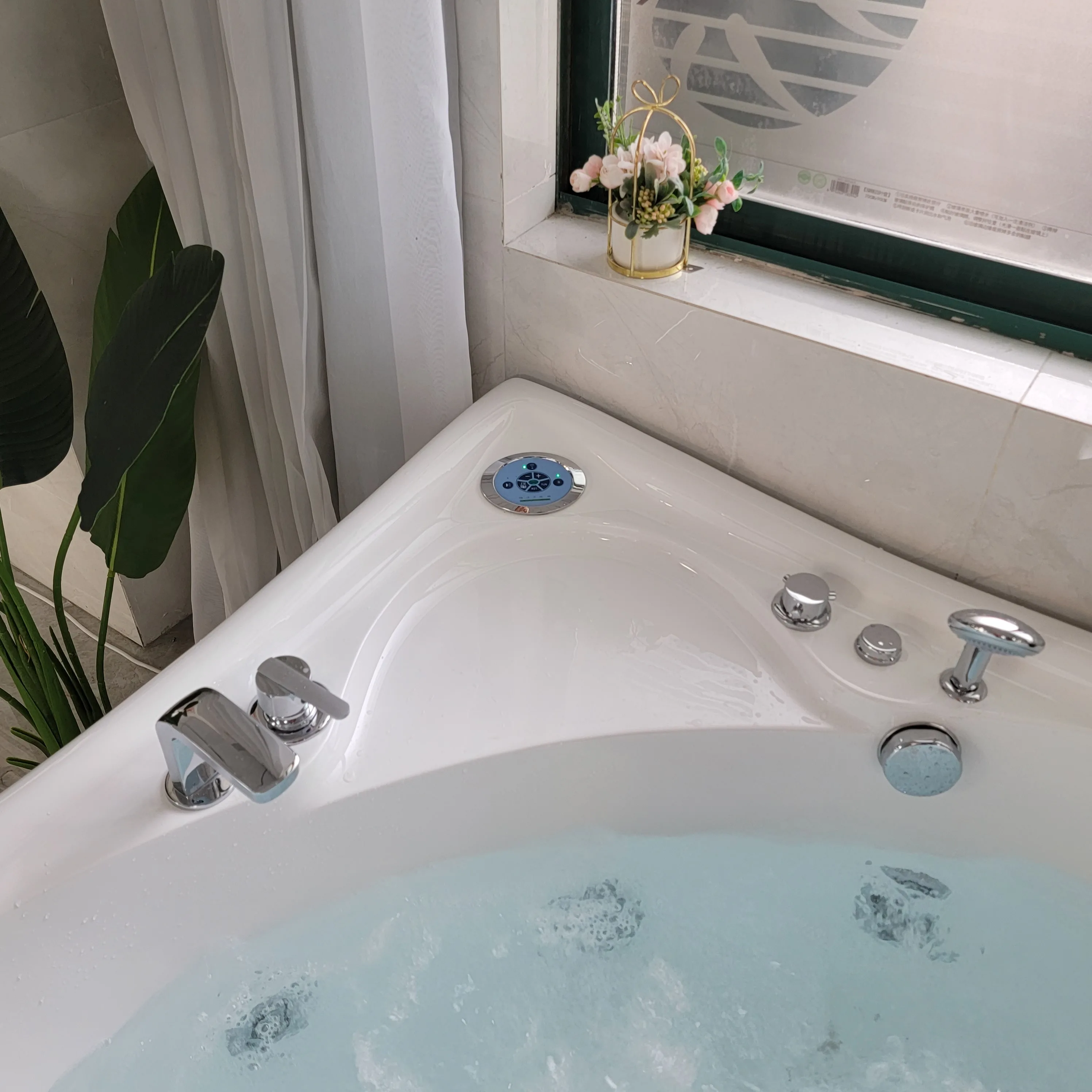 Jacuzi acrylic Corner whirlpool spa hot tub hydro massage bathtub with tempered glass window for soaking