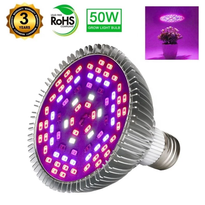 CE ROHS Approved 50W E27/E26 Led Grow Bulb For Vegetables /Fruits /Flowers