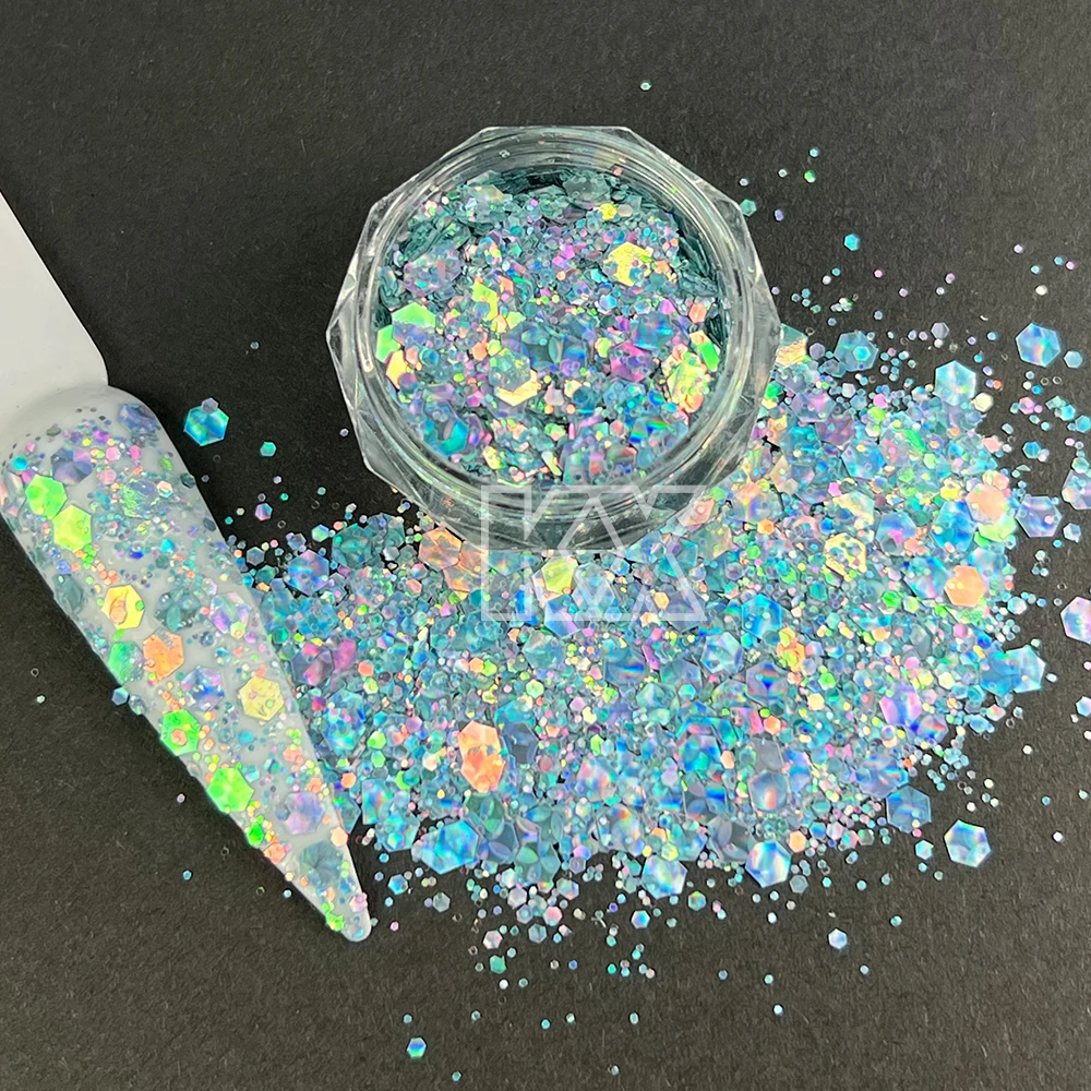 Wholesale Cosmetic Chameleon Multichrome Rose Gold Chunky Resin Tumbler Nail Glitter
