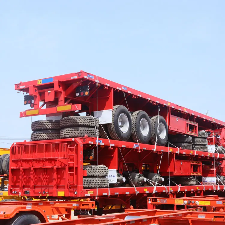 2 Axles 3axles Super Link Flatbed Container Truck Trailer Transport Container And Bulk Cargo Trailer