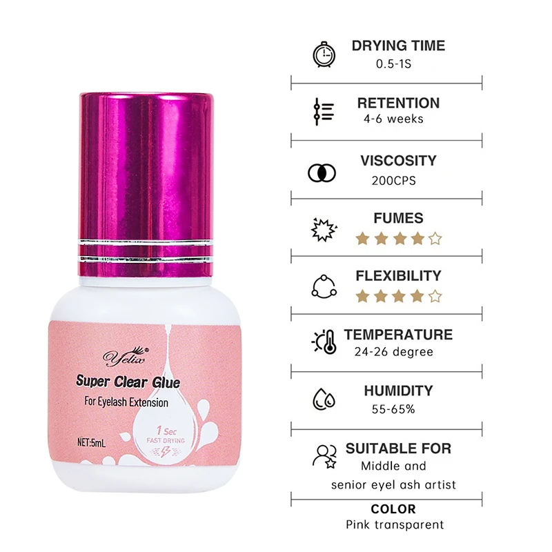 Yelix 0.1/0.5S Allergy Free Eyelash Glue Korean Oil Resistant Eye Lash Glue Private Label Eyelash Extension Glue