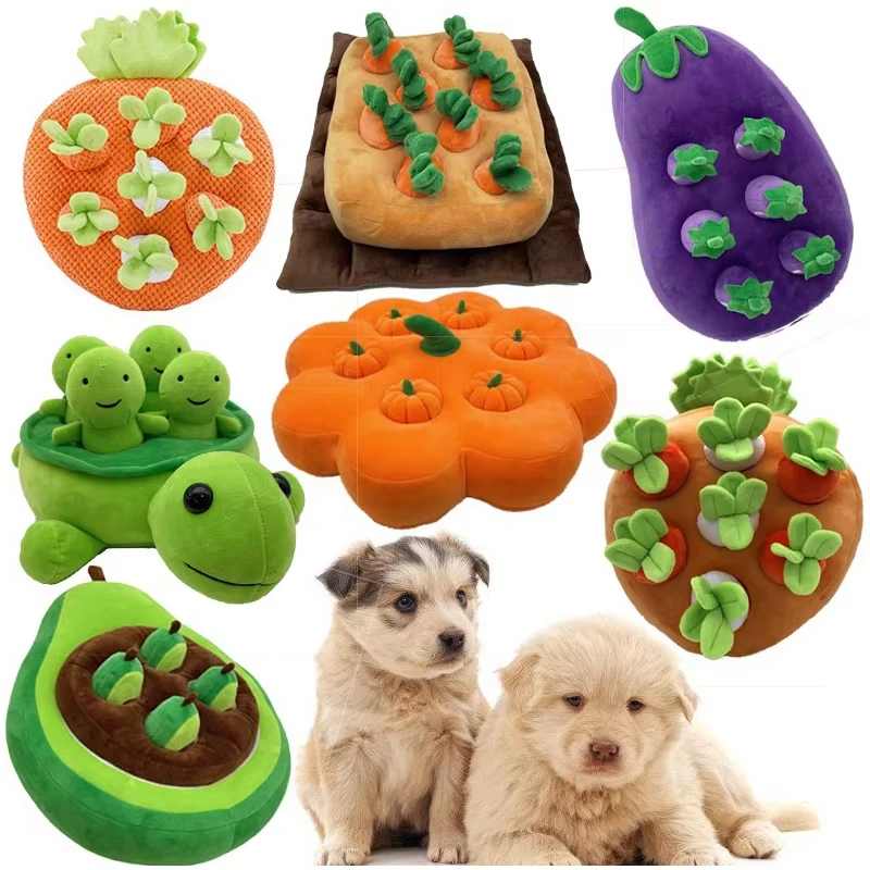 JOYSING Carrot Garden Farm Dog Chew Plush Toy Snuffle Mat Fruit Vegetable Patch Dolls Plush dog Toys Parent-Child Game Gift