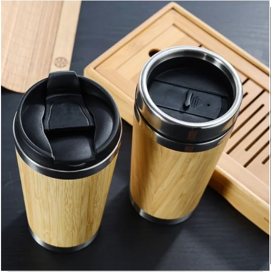 WanuoCraft Customize double wall bamboo cup vacuum eco-friendly wooden bamboo water mugs with